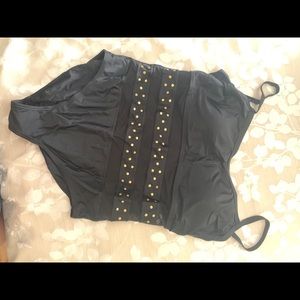 Stunning black bathing suit with mesh and studs